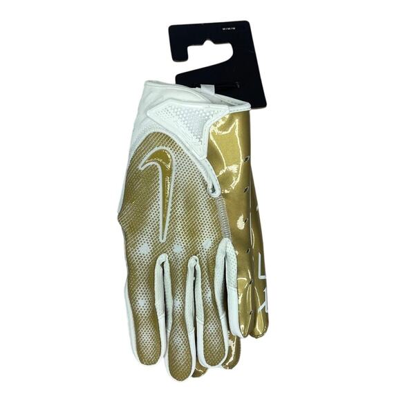 NWT Nike Vapor Jet Metallic 7.0 White/Metallic Gold Football Gloves Mens Size M - Picture 4 of 7
